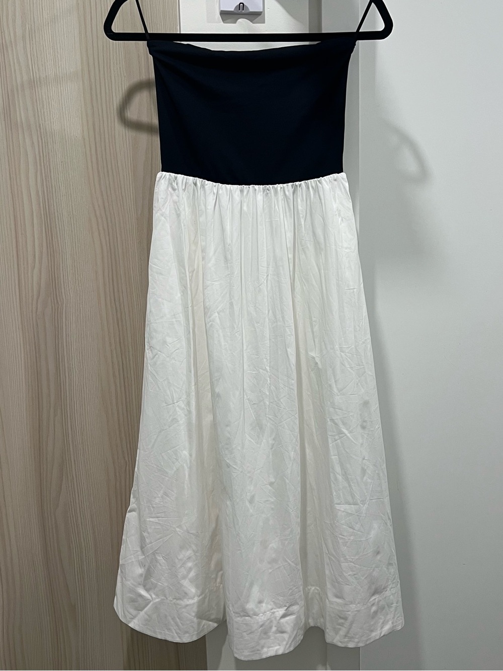 Babaton Black Strapless Bodice with Cream Midi Skirt Dress - Picture 3 of 6